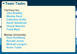 Team Tasks Drop Down